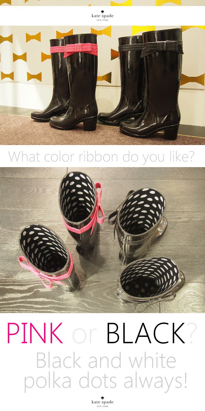 ケイト・スペード ニューヨークのリボンレインブーツ